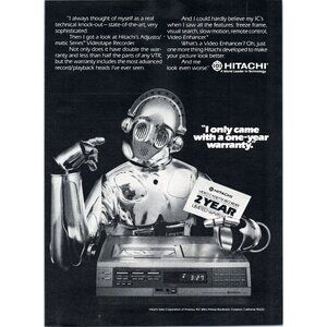 1981 Hitachi VCR VTR Star Wars C-3PO Droid Vintage Print Ad 70s Tech Wall Art